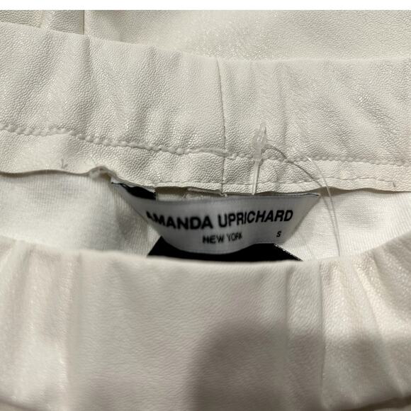 Amanda Uprichard Womens Revolve Lorna Cream Faux Leather Pants Sz Small Elastic - Picture 6 of 7